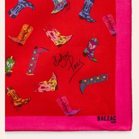Balzac Paris Paros cowboy boots scarf NWT - Picture 2 of 3